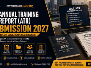 Annual Training Report submission South Africa 2027 showing WSP and ATR employer checklist, training records, evidence, 30 April deadline and SDF support
