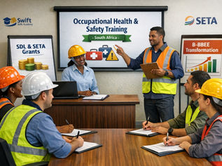 "Employers in South Africa participating in Occupational Health and Safety Training sessions, linking OHS compliance to SDL, SETA grants, and B-BBEE transformation strategies."