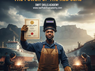 "Red Seal Welding Salary South Africa: A certified artisan holding a qualification at Swift Skills Academy Cape Town, showcasing the roadmap to high-paying maritime welding careers."