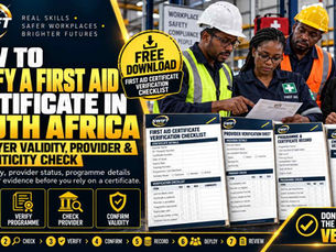 How to verify a First Aid certificate in South Africa, showing employer validity checks, provider accreditation verification, programme compliance review, and certificate authenticity evidence.