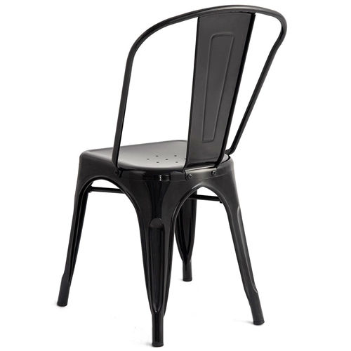 Thumbnail: Set of 4 Indoor Outdoor Black Metal Stacking Bistro Dining Chairs