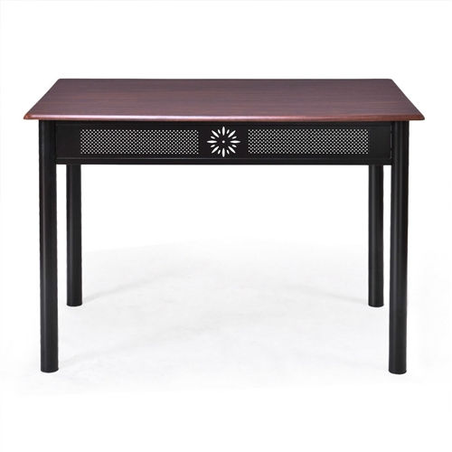 Thumbnail: 5-Piece Black Brown Dining Set Wood Metal Table Chairs with Cushions