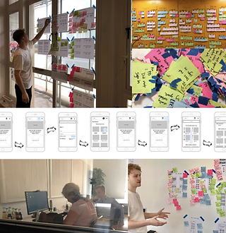 Image of me working on IA problem with post it notes