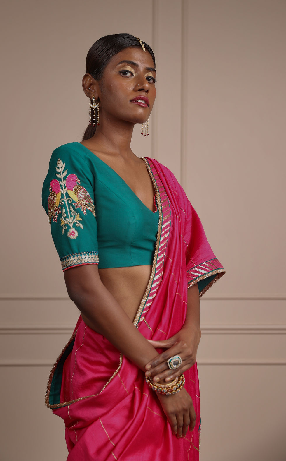 Pink Chanderi Silk Saree