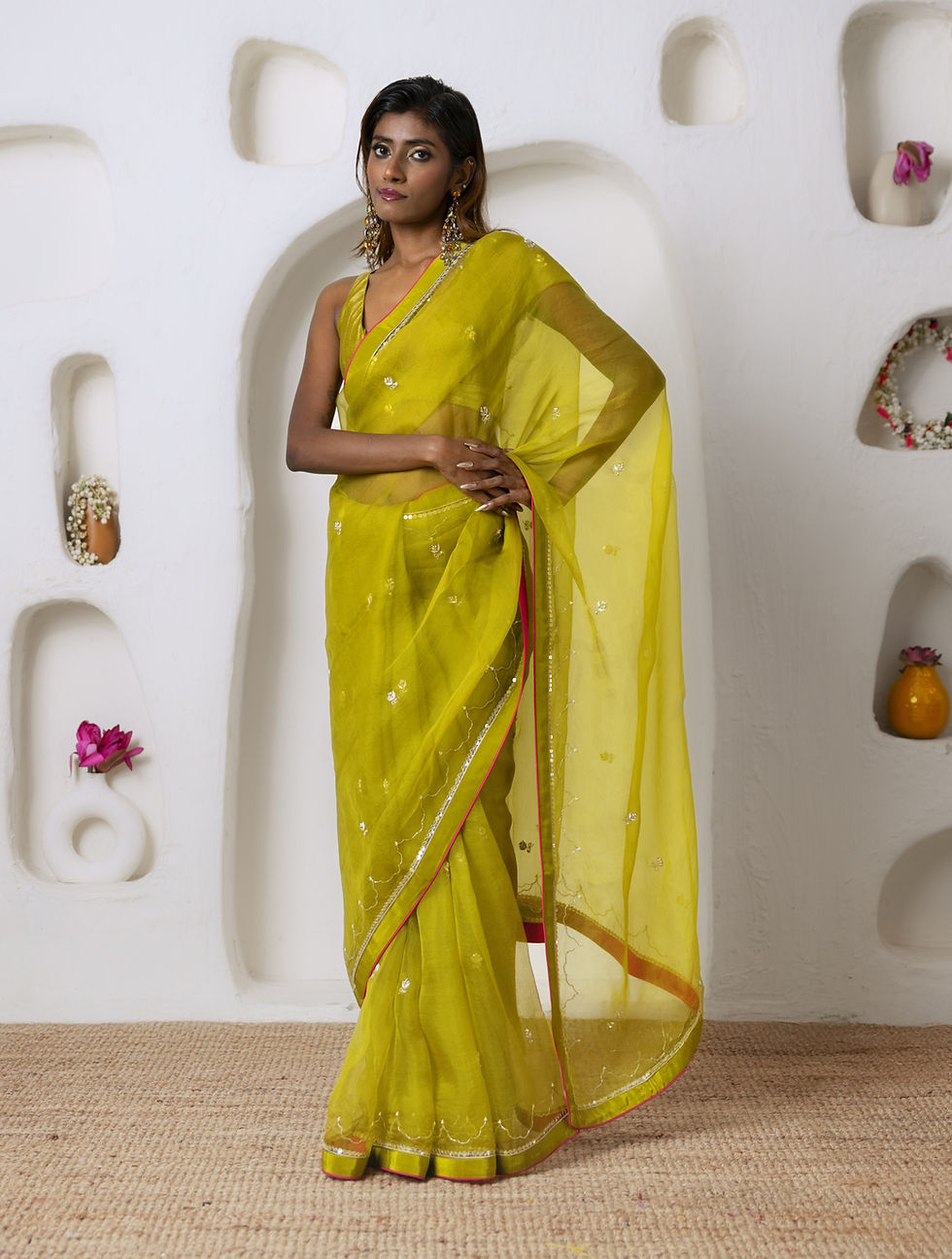 Shabnam Green - Organza Saree