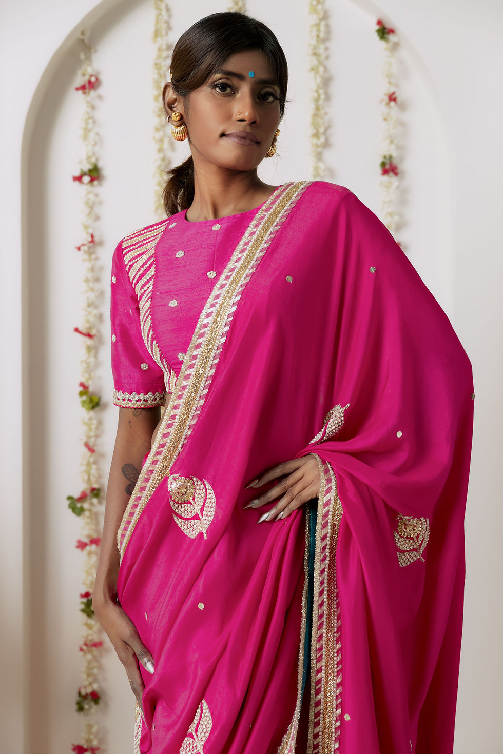 Thumbnail: Silk Smita Pink - Habutai Silk Saree