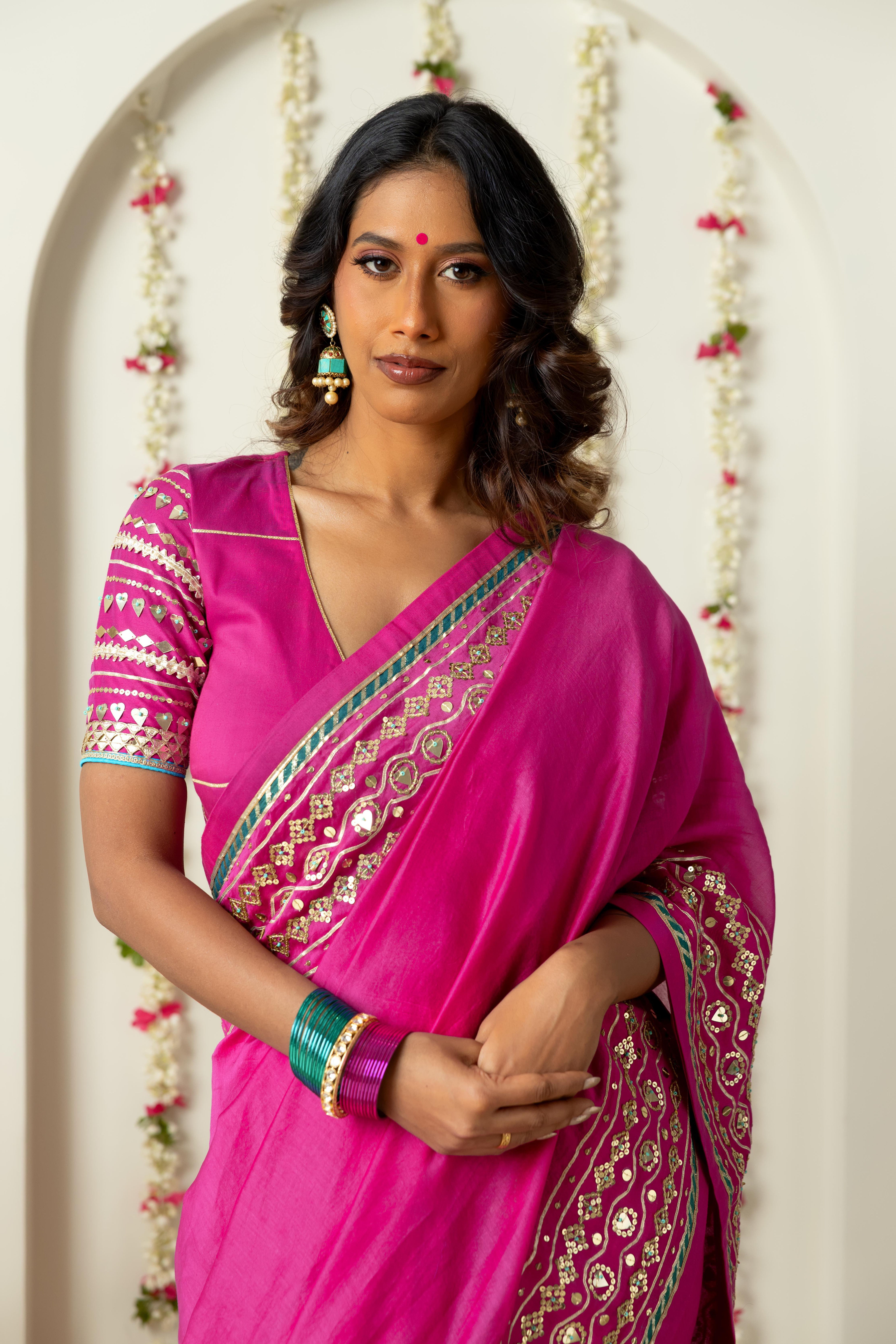 Priyam Pink - Chanderi Silk Saree