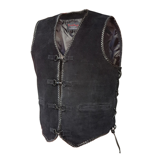 DR Mens Suede Biker Vest. Dark Rage