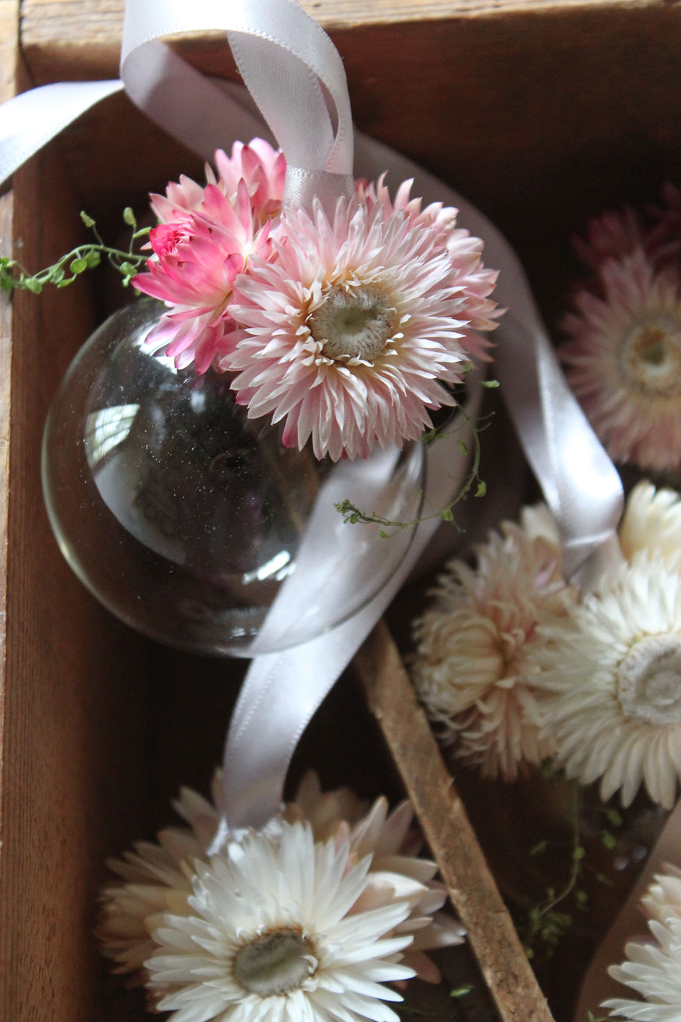 Thumbnail: Floral topped Glass Spring Decorations (Helichrysum)