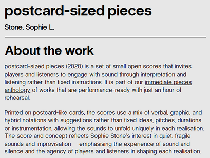 Postcard-Sized Pieces included in CoMA’s Immediate Pieces Digital Anthology