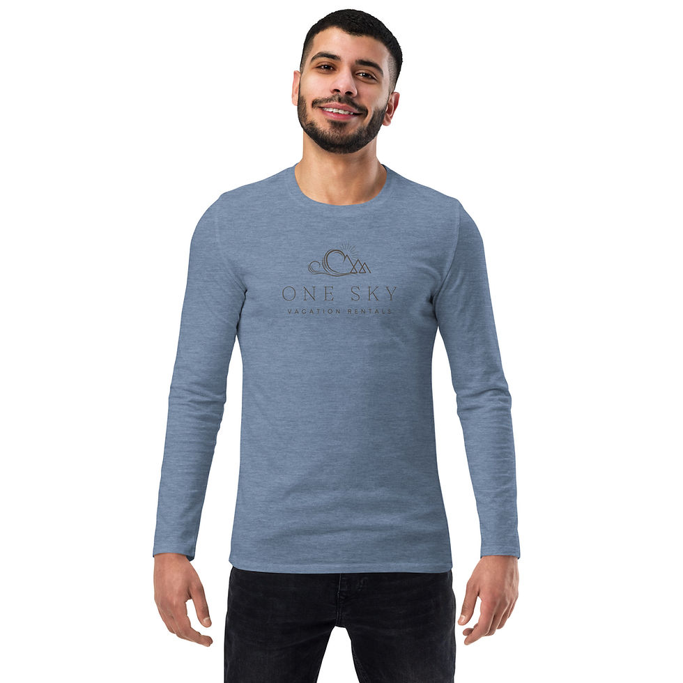Thumbnail: One Sky, Unisex fashion long sleeve shirt, in Navy Heather & Silver