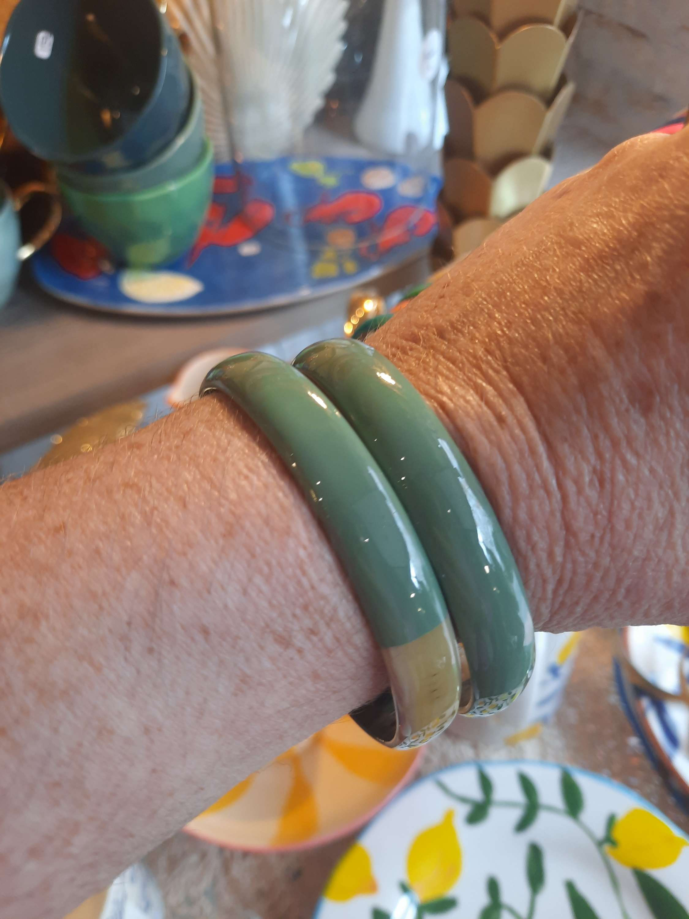 Jonc large vert sauge 1cm