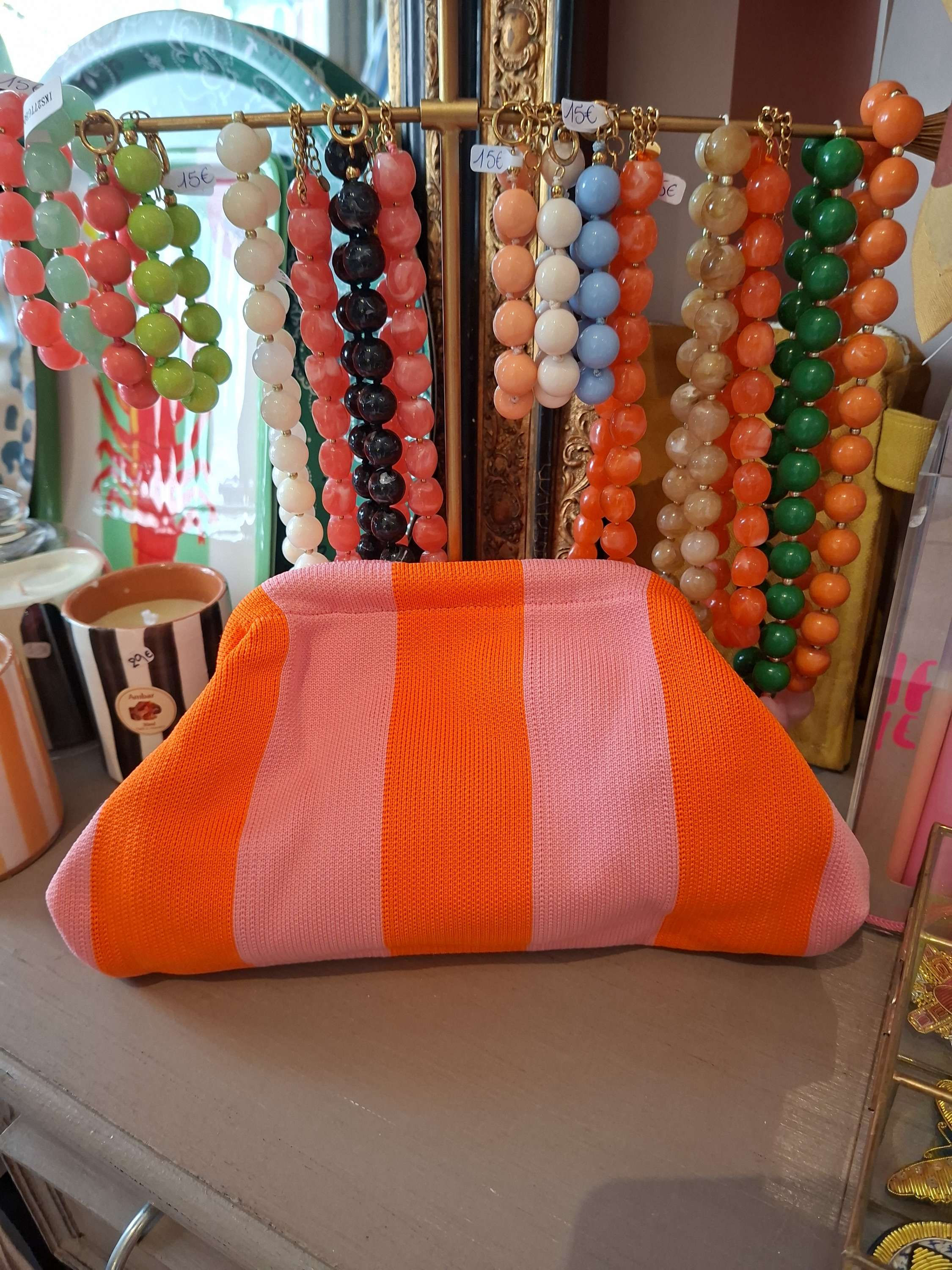 Pochette rose et orange 