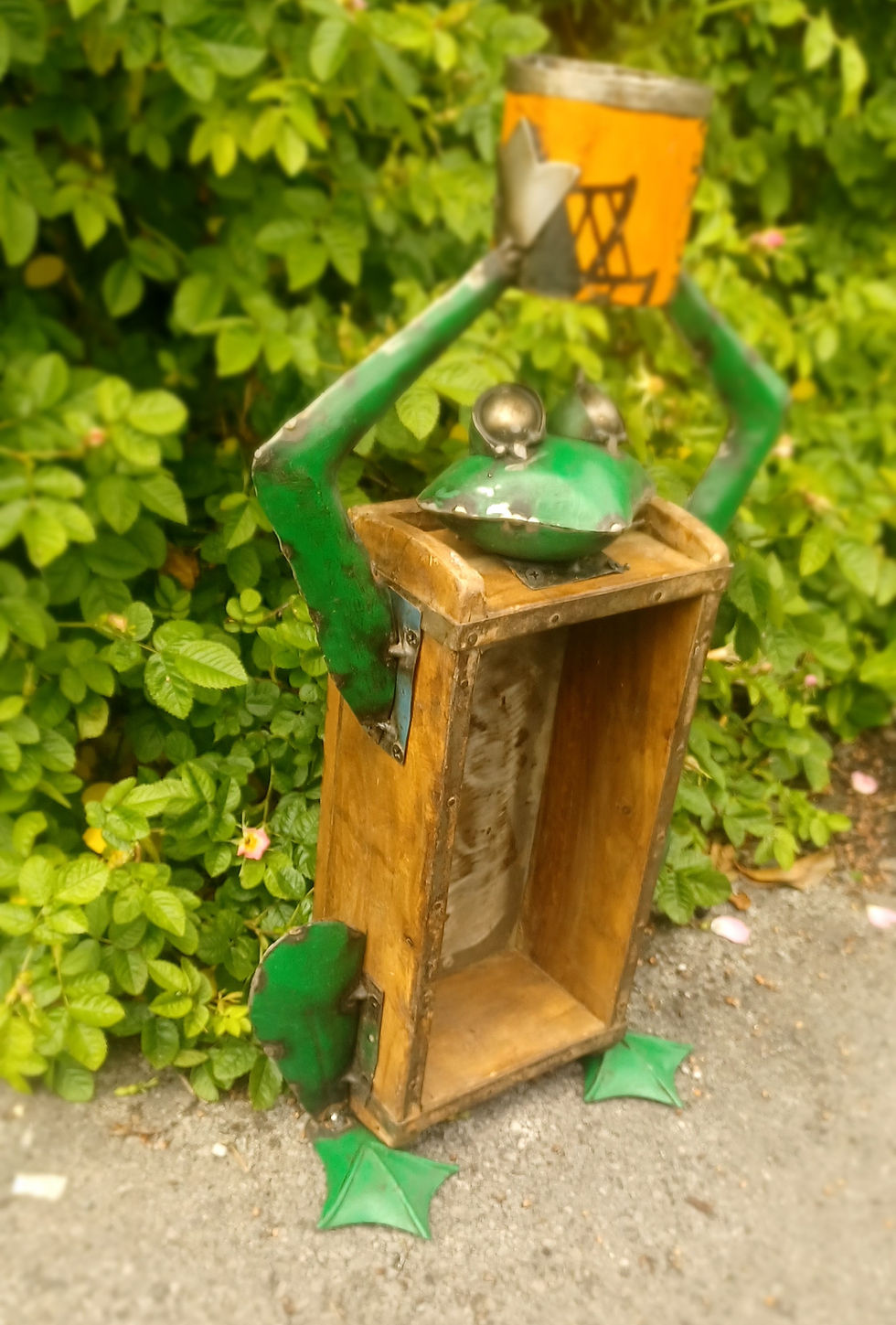 Thumbnail: Frank the Frog upcycled brick mold candle holder