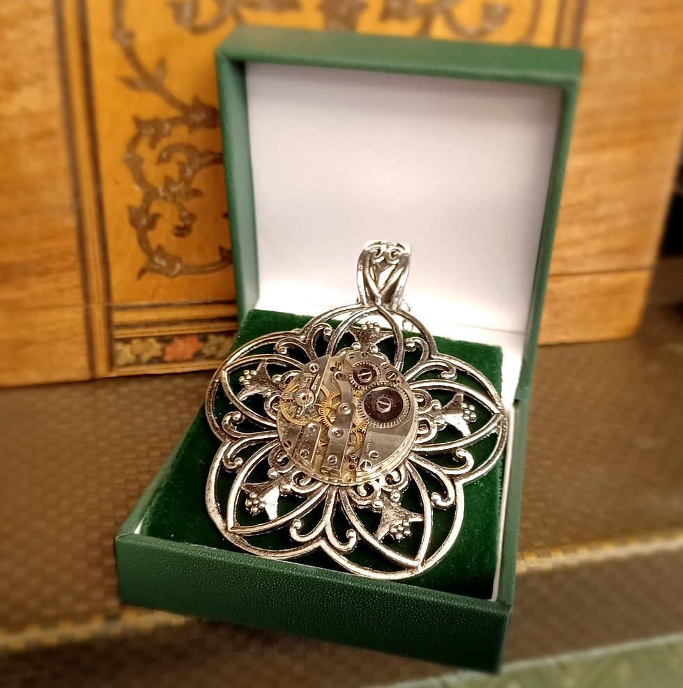 Thumbnail:  Vintage Watch Movement Flower Pendant