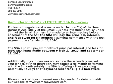Up to One Year SBA Payment Relief!
