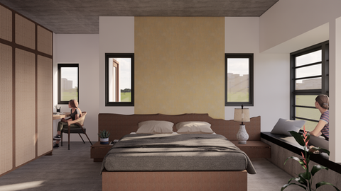 Bedroom with study area