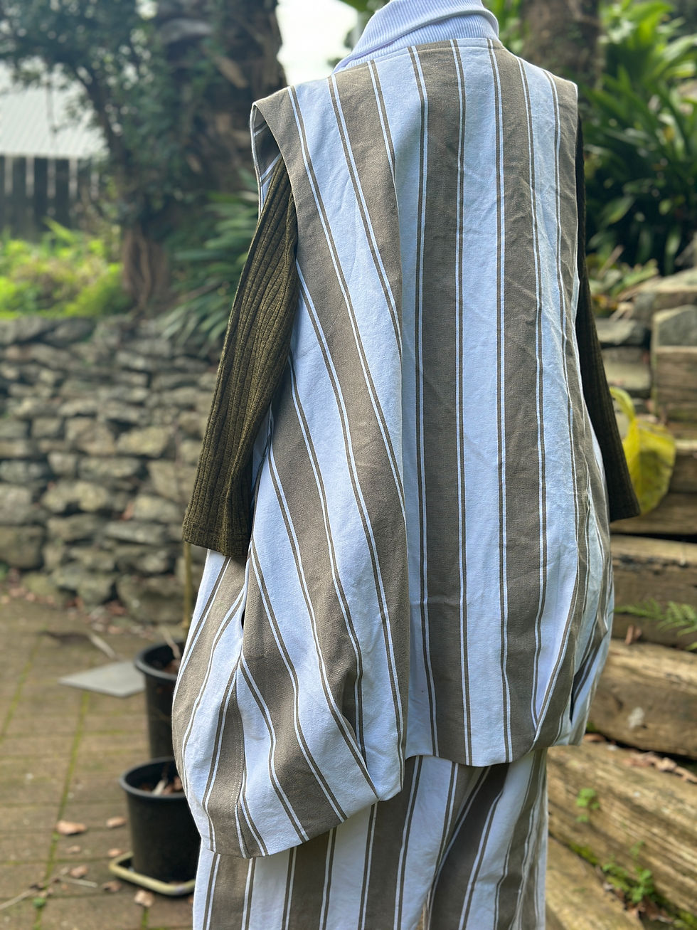 Back of Gold Stripe Long Vest