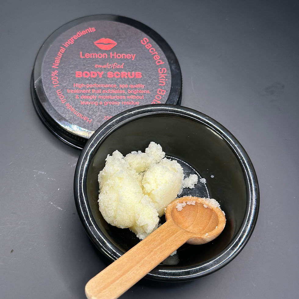 Lemon Honey Emulsified Body Scrub out of jar in bowl ready to use