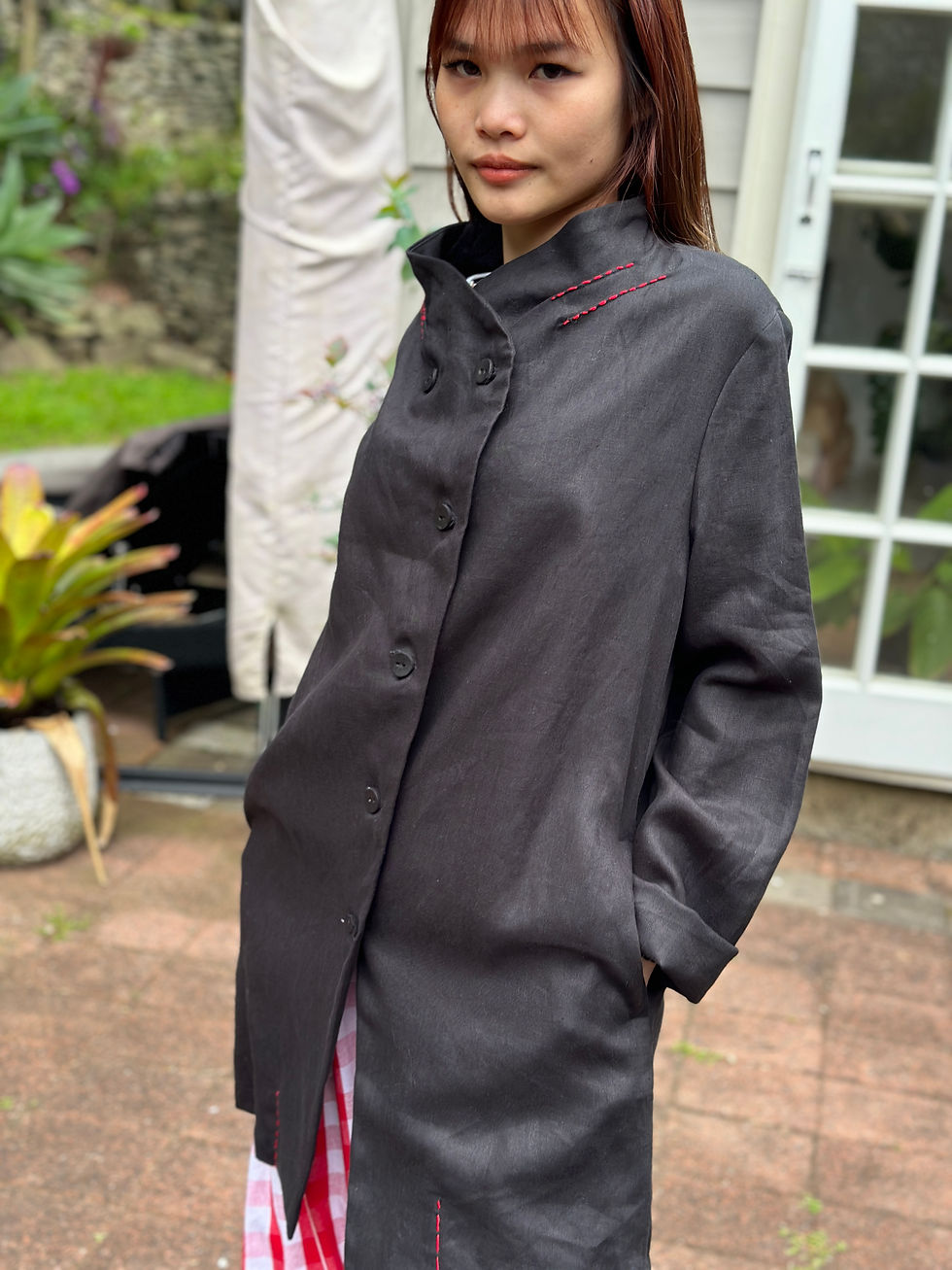 Thumbnail: Side Front of Cowl Neck Summer Blazer