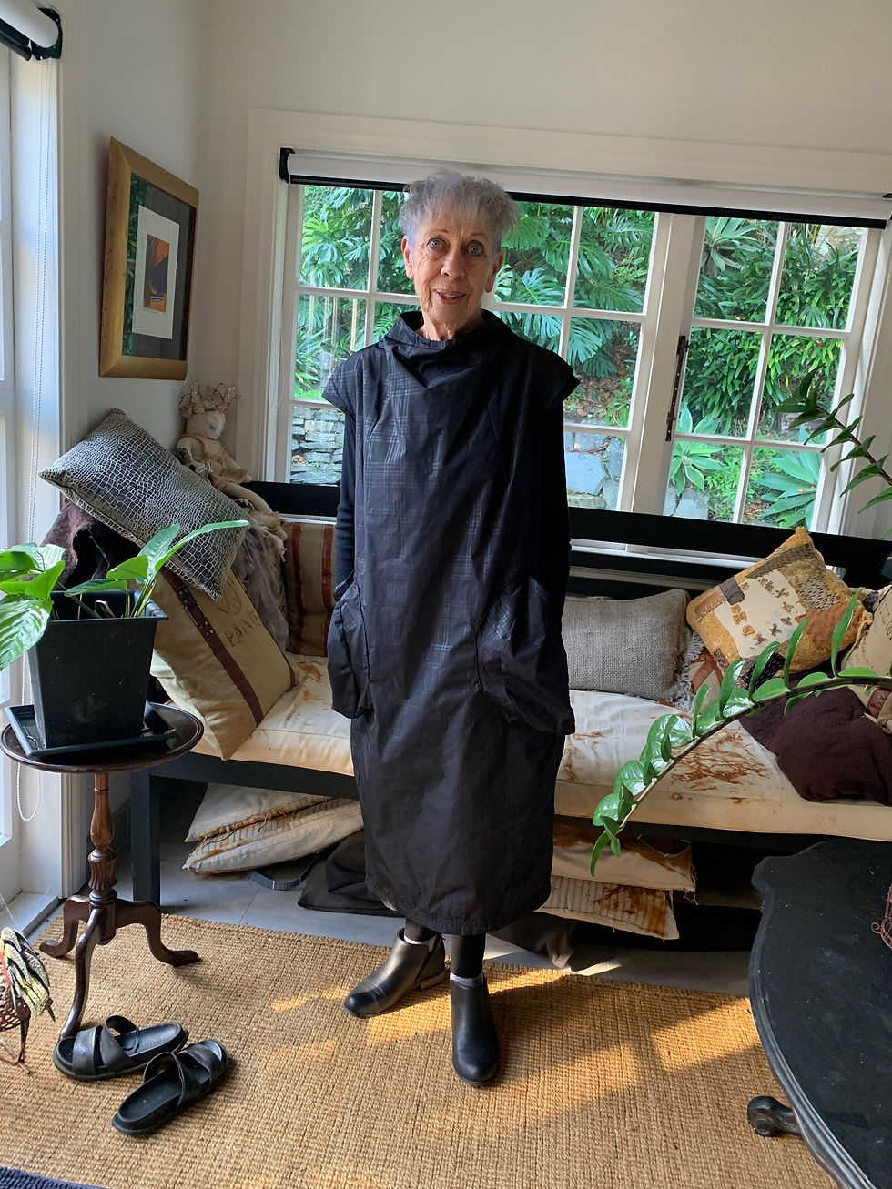 Front of St Kilda Dress worn with Air-Am Black Signature Long sleeve T Shirt