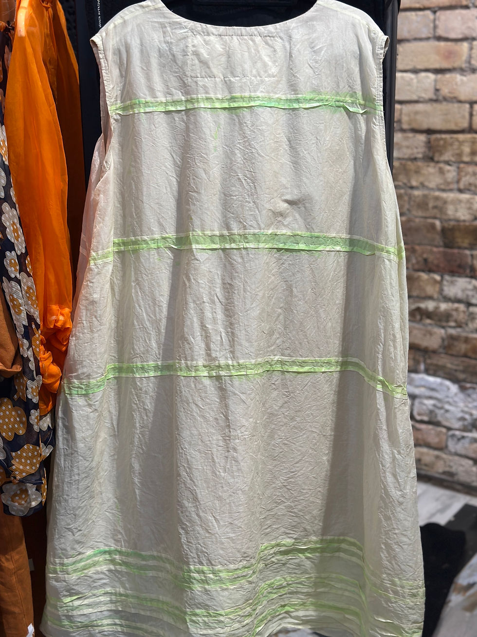 Thumbnail: Lime Hand painted  and Dyed Horizontal Perspective Dress