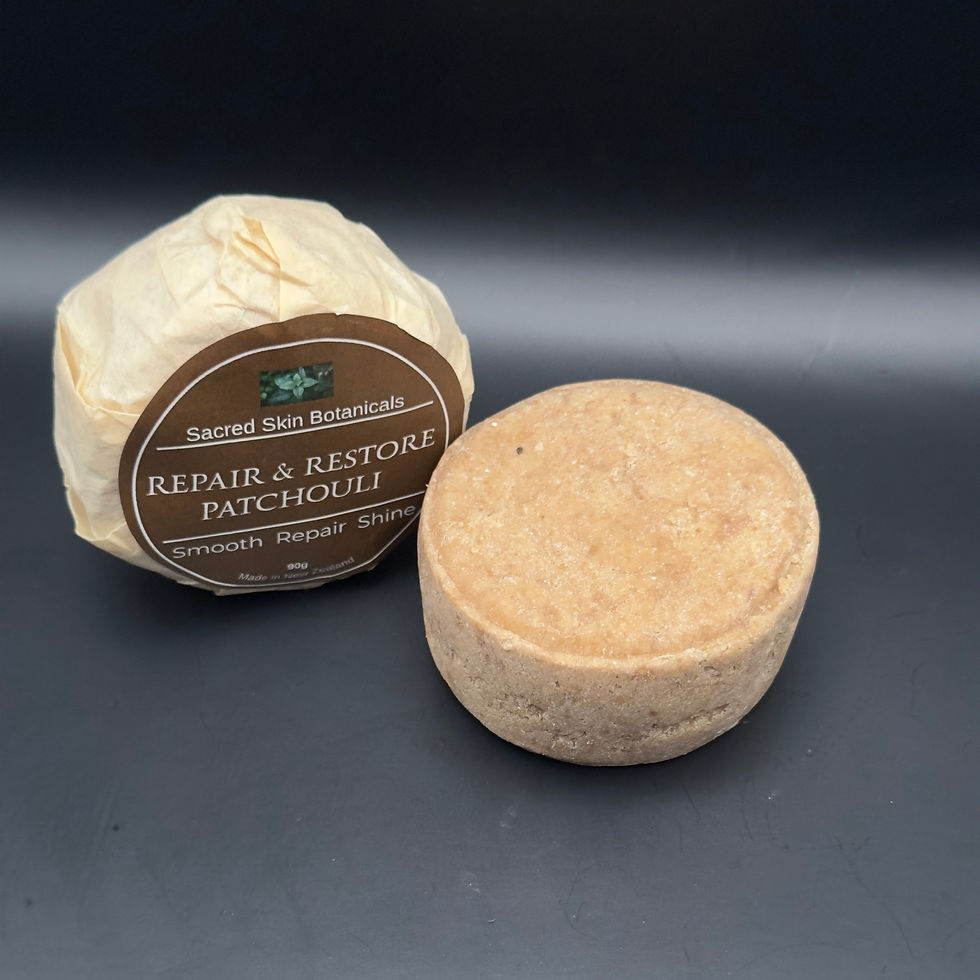 Patchouli Repair and Restore Shampoo Bar open and ready to use