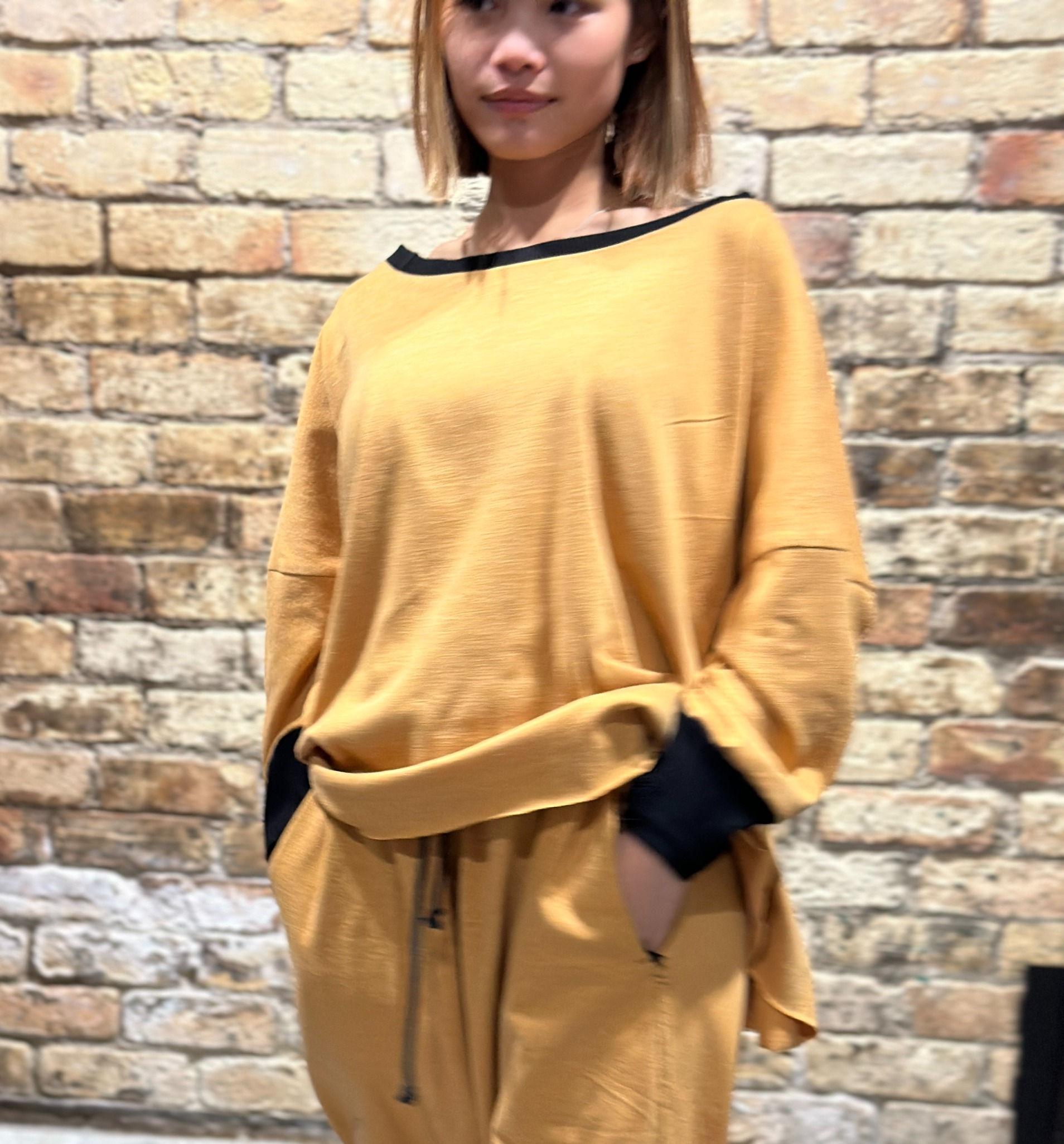 Front of Dijon Box Sweat Top