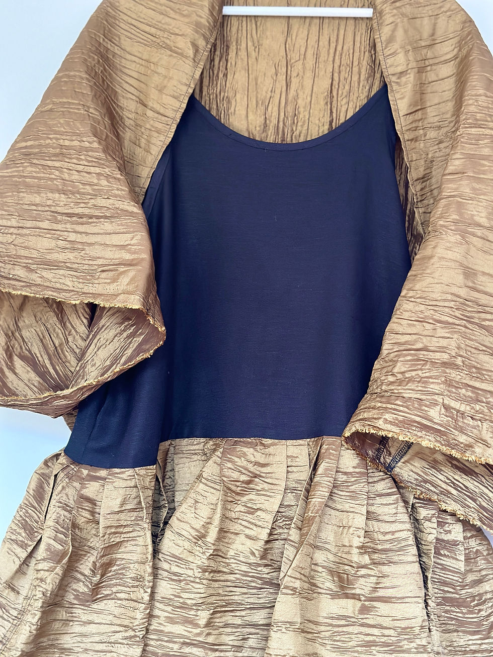 Thumbnail: front of Gold TuTu Dress n Shawl hanging flat up close