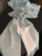 Front of Sky Blue Yoga Pants laid out with Sky Blue Long Sleeve T