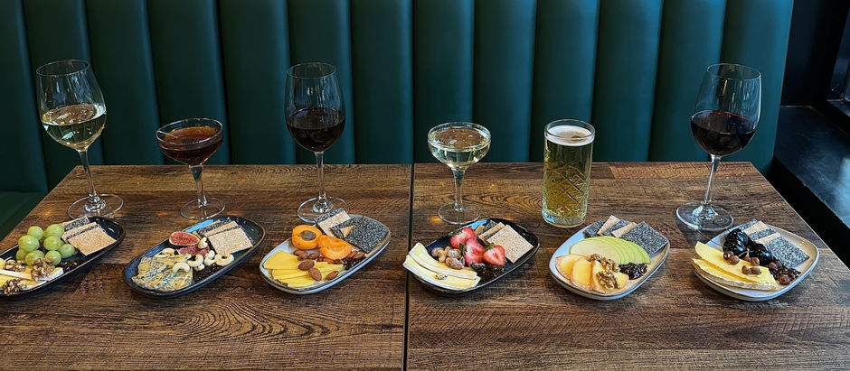 Small tasting platters of one cheese per serving with their perfect pairing