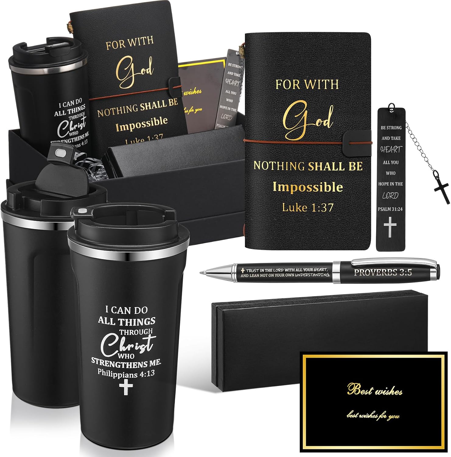 6-Piece Christian Tumbler, Notebook, and Pen Gift Set for Men Amazon product image
