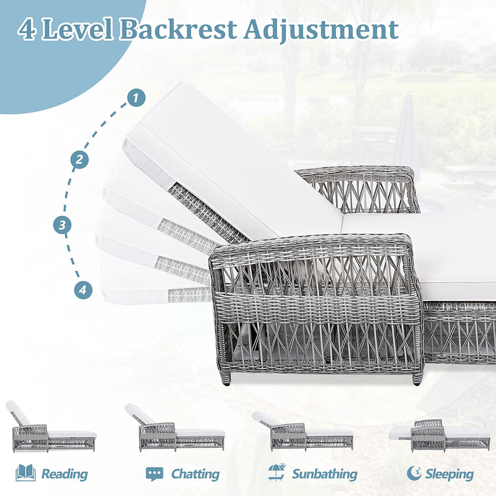 Thumbnail: GO Long Reclining Chaise, Patio Adjustable Recliner With Soft Removable Cushions