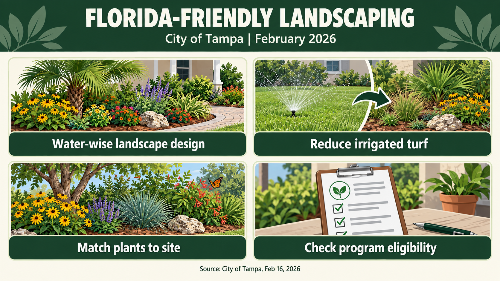 Tampa Florida-Friendly Landscaping Incentive Program, FLIP Tampa, water wise yard Tampa, turf conversion Tampa rebate, drought tolerant landscape South Tampa