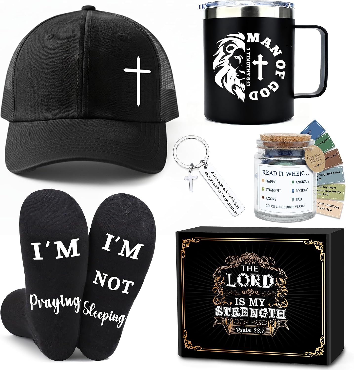 Christian Faith Gift Basket for Men with Mug, Socks, and Keychain Amazon product image