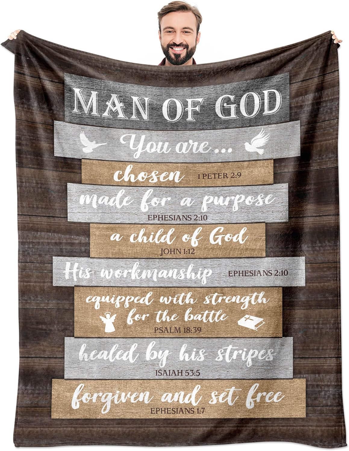 Man of God Christian Blanket for Men, 60 by 50 Inches Amazon product image