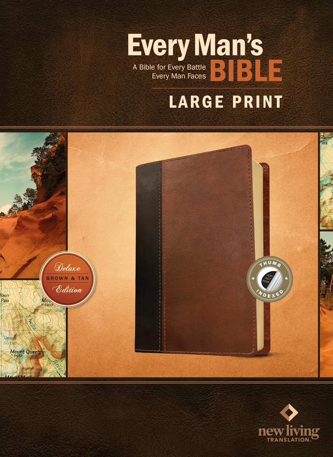 Every Man's Bible NLT, Large Print, TuTone (LeatherLike, Brown/Tan, Indexed) product image
