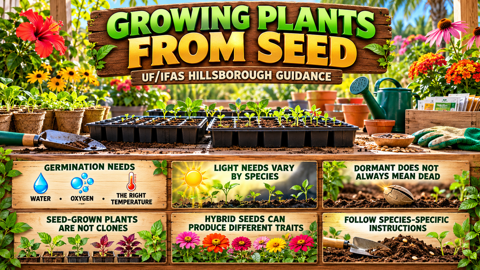 seed starting, UF IFAS Hillsborough, plant propagation, Tampa gardening, seed dormancy, hybrid seeds