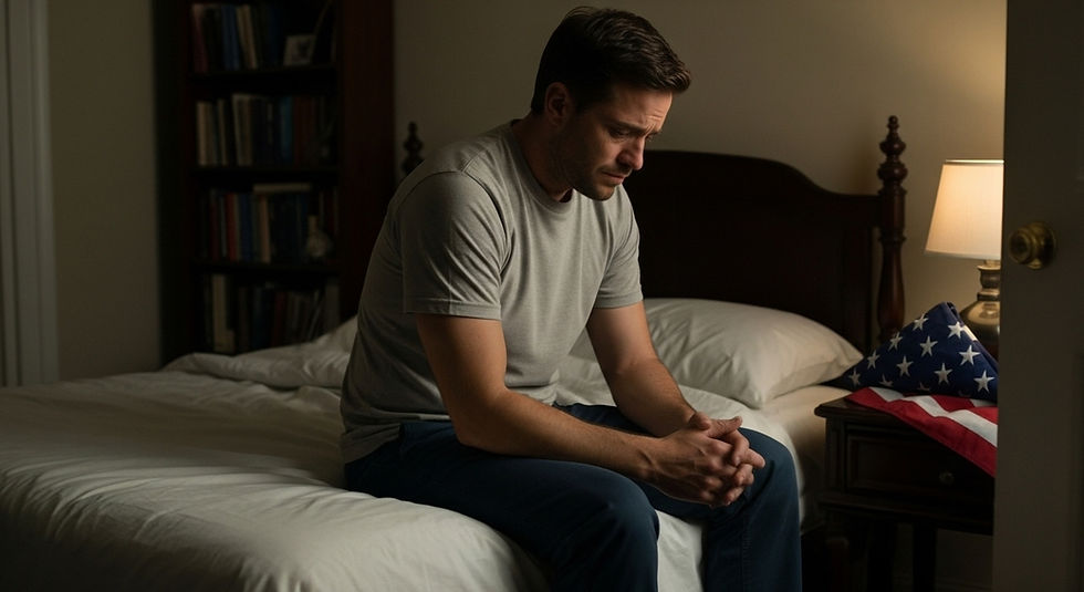 Calvin sat in silence with grief pressing down on him, clinging to memories of his father and searching for comfort.