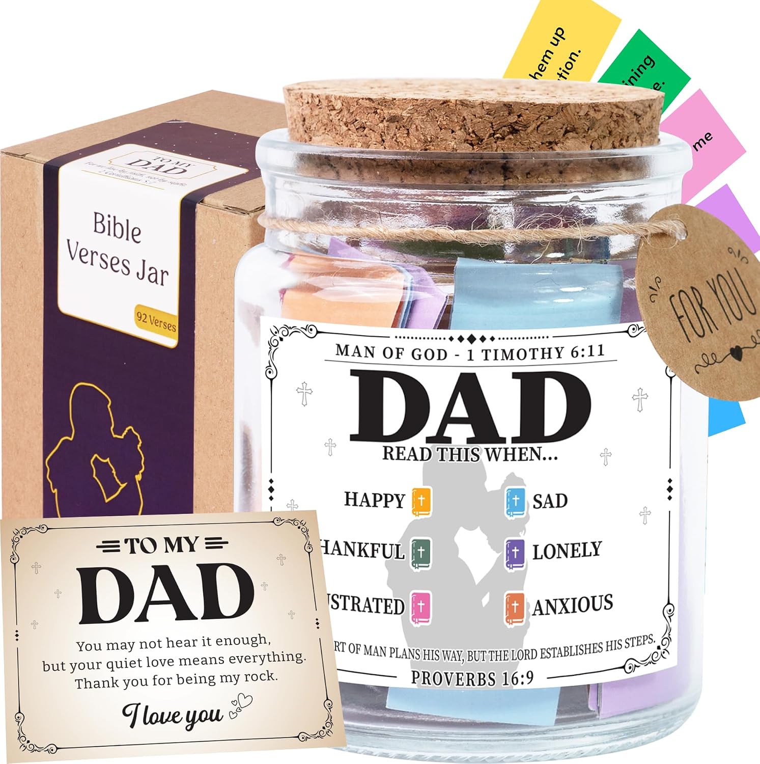 Bible Verse Jar for Dad with 92 Scripture Notes Amazon product image