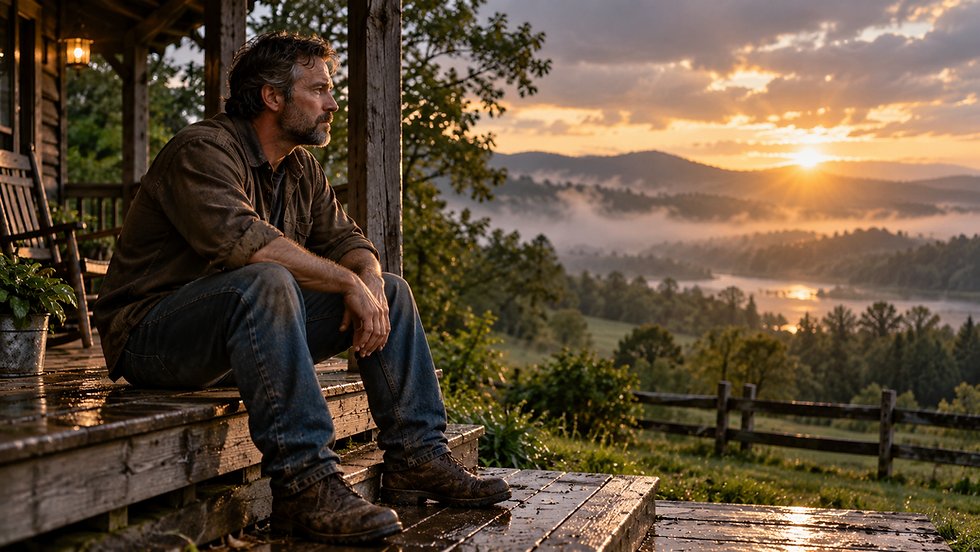 Illustrative photograph of a man sitting on a porch step at dawn, reflecting quietly during a difficult season of unanswered prayer.