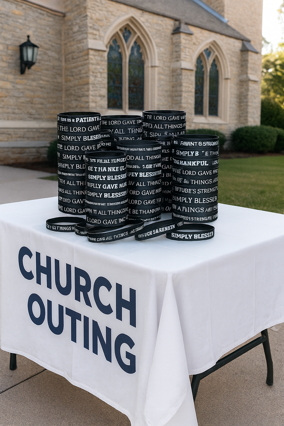 Thumbnail: 10 Random Religious Bracelets (Black w/White)