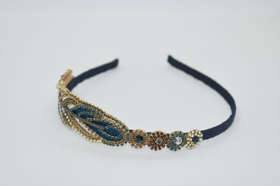 Thumbnail: Handmade beautiful crystal blue leaf headband