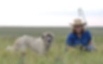 Linda in a field with guardian dog