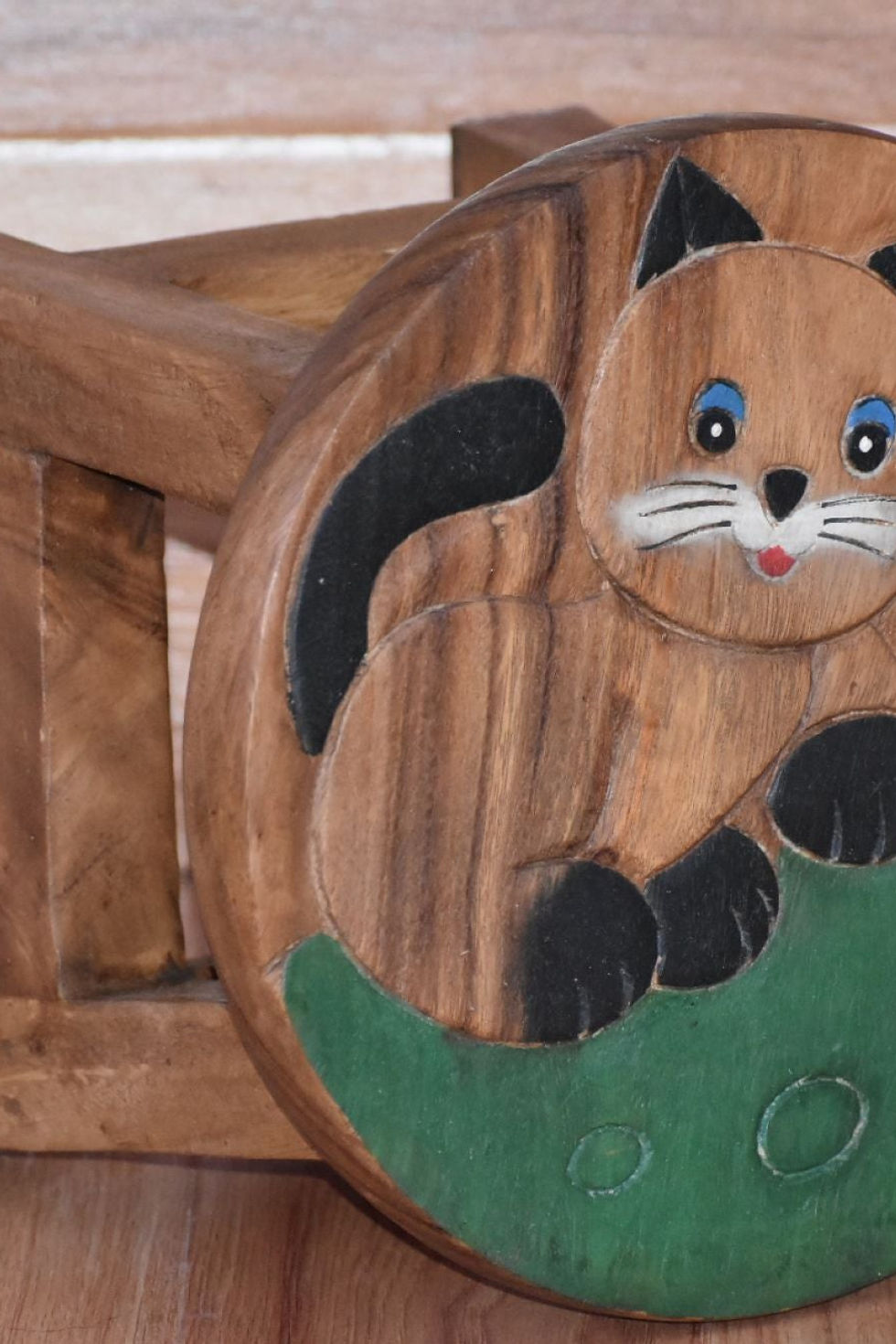 Kids Chair Wooden Stool Animal CAT Theme Children€™s Chair