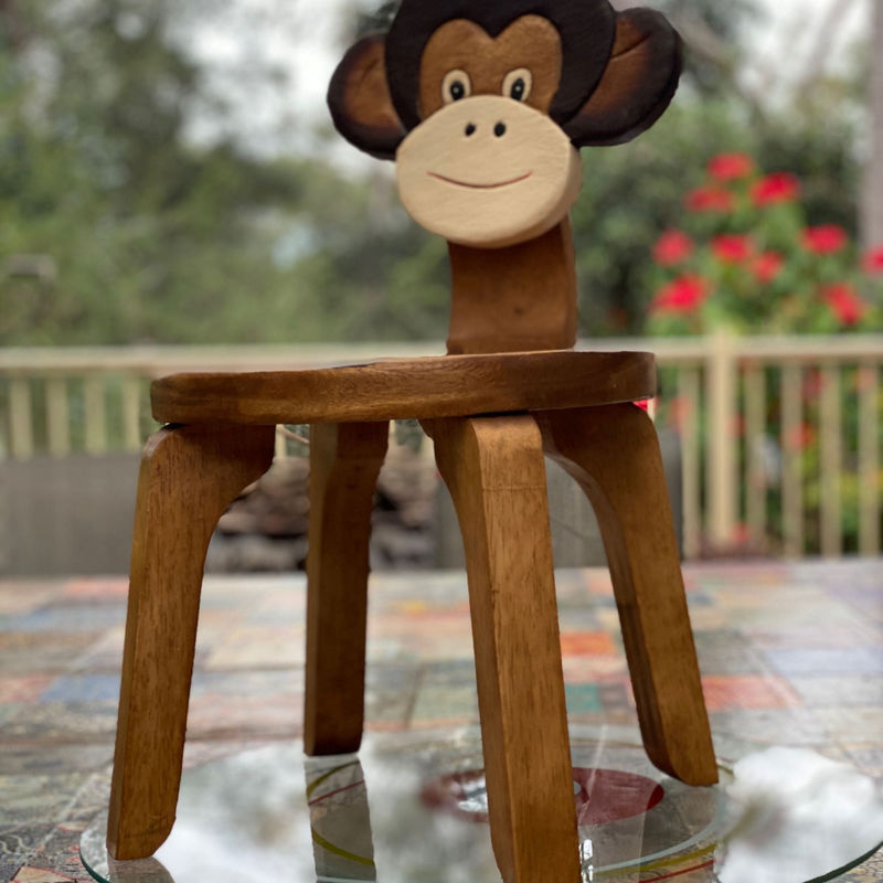 Thumbnail: Children's hand crafted wood Chair With back rest Animal MONKEY Theme