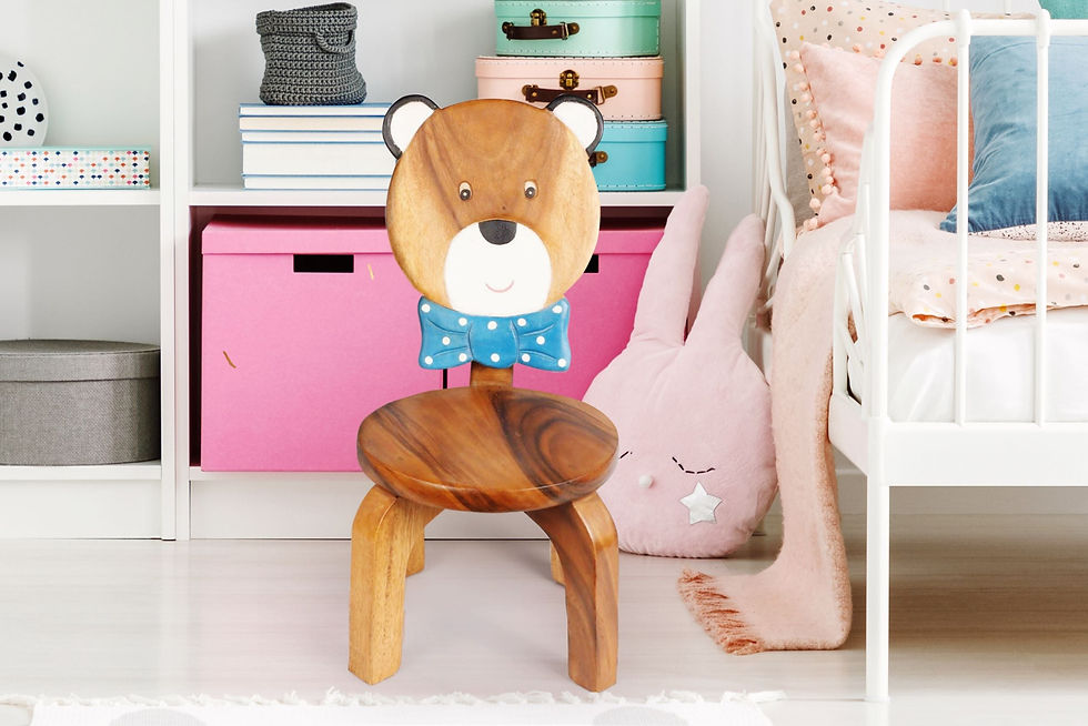 Thumbnail: Children€™s Bear wooden chair  themed with solid backrest