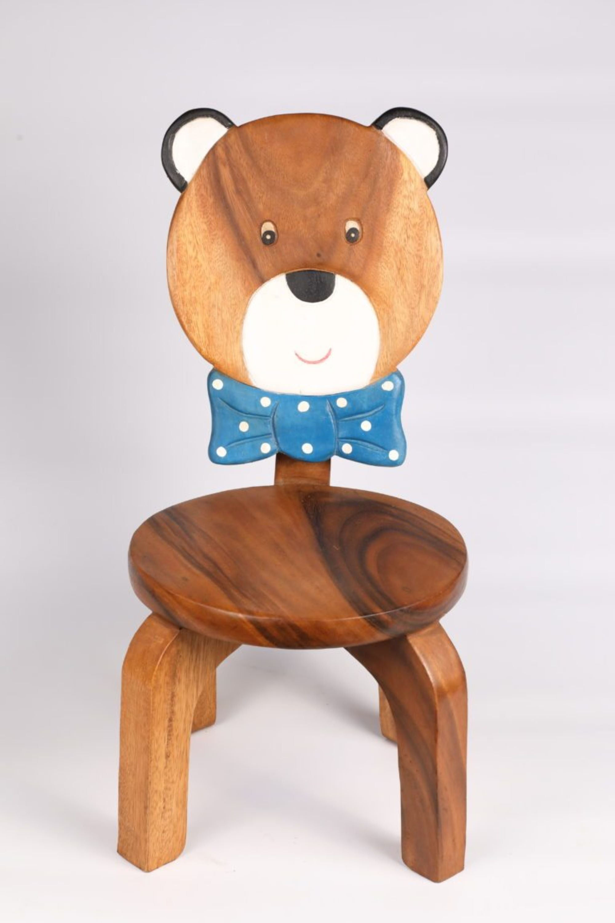 Children€™s Teddy Bear wooden chair  themed with solid backrest