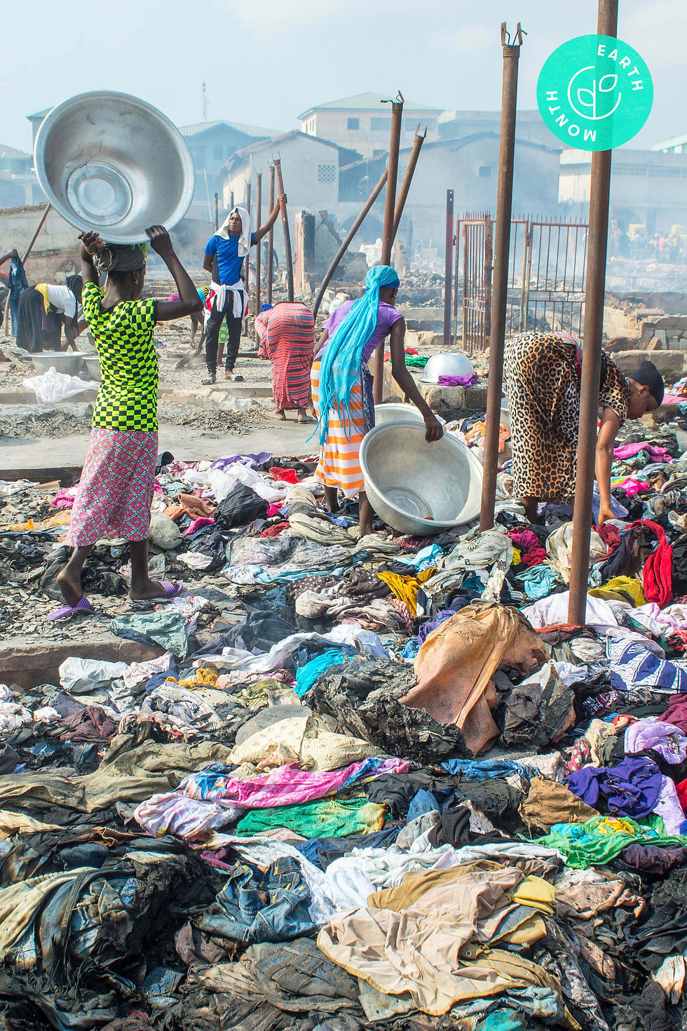 THE FASHION BLUEPRINT Fashion Revolution Week garment worker rights sustainable manufacturing Rana Plaza factory workers seamstresses women's rights sustainability Africa landfill recycling facility Ghana kantamanto market