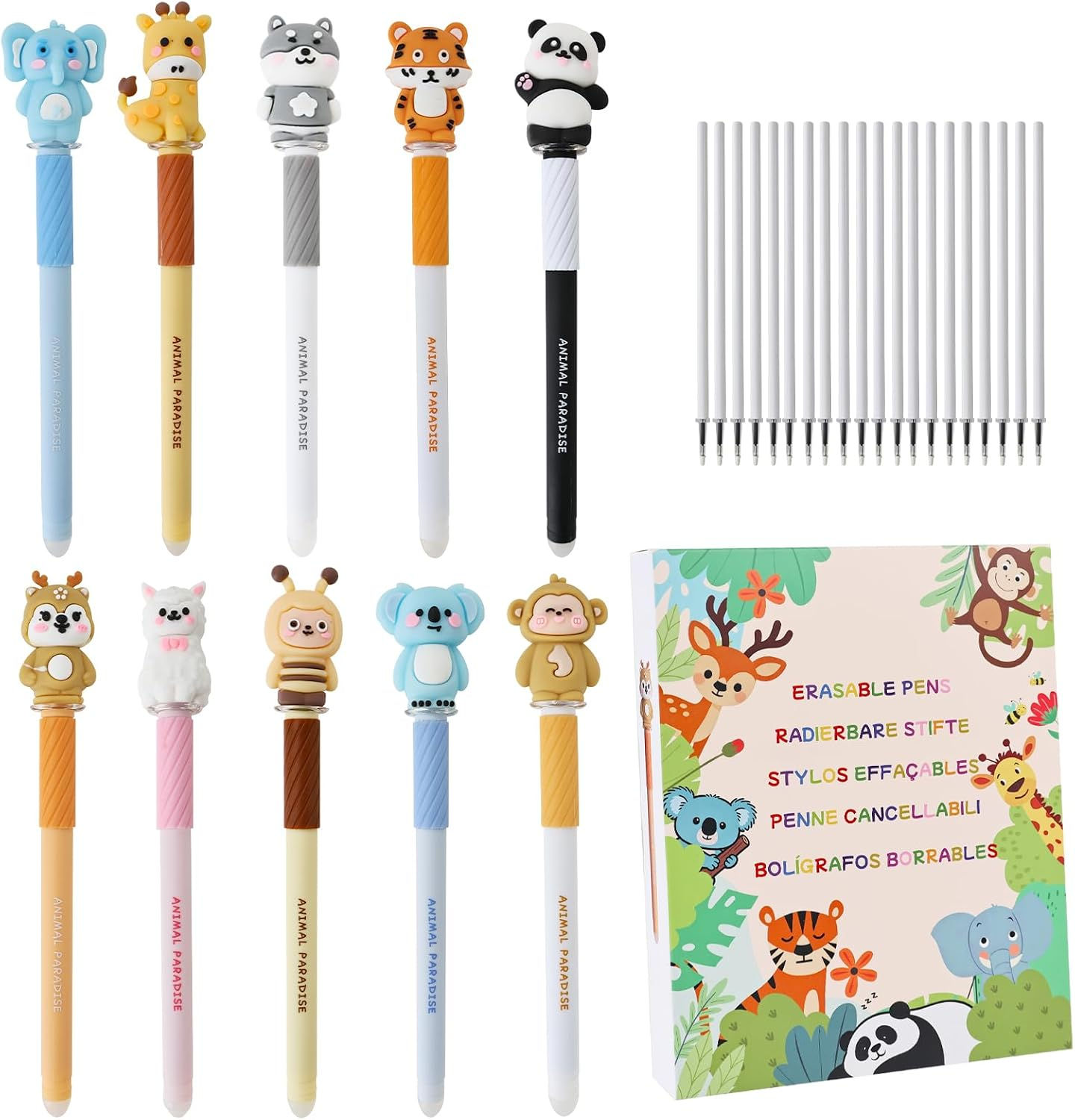 ELZO 10 Pcs Cute Erasable Gel Pens with Gift Box